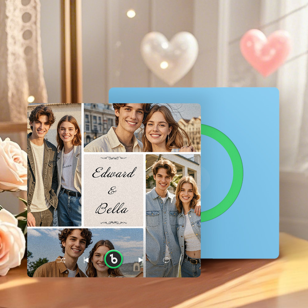 Individuelle Musik-kühlschrankmagnete, Valentinstagsgeschenke, Individueller Musik-kühlschrankmagnet, Bunter Rahmen, Album-kühlschrankmagnet, Kann Lieder Abspielen, Geschenk Für Paare - MeineFotoTassen