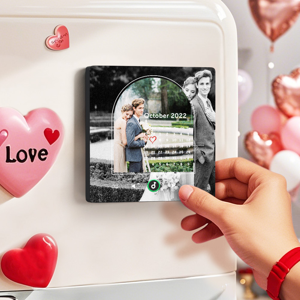 Individuelle Musik-kühlschrankmagnete, Valentinstagsgeschenke, Individueller Musik-kühlschrankmagnet, Bunter Rahmen, Album-kühlschrankmagnet, Kann Lieder Abspielen, Geschenk Für Paare - MeineFotoTassen