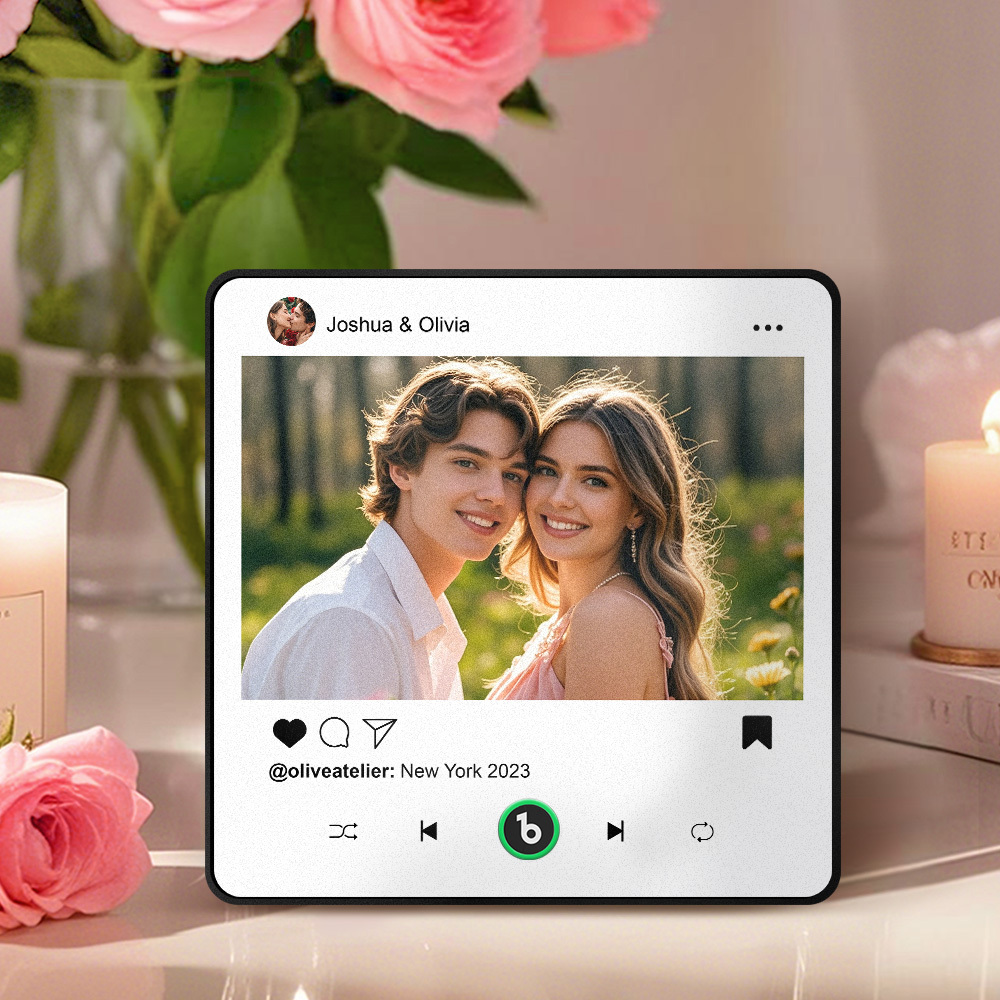 Individuelle Musik-kühlschrankmagnete, Valentinstagsgeschenke, Individueller Musik-kühlschrankmagnet, Bunter Rahmen, Album-kühlschrankmagnet, Kann Lieder Abspielen, Geschenk Für Paare - MeineFotoTassen
