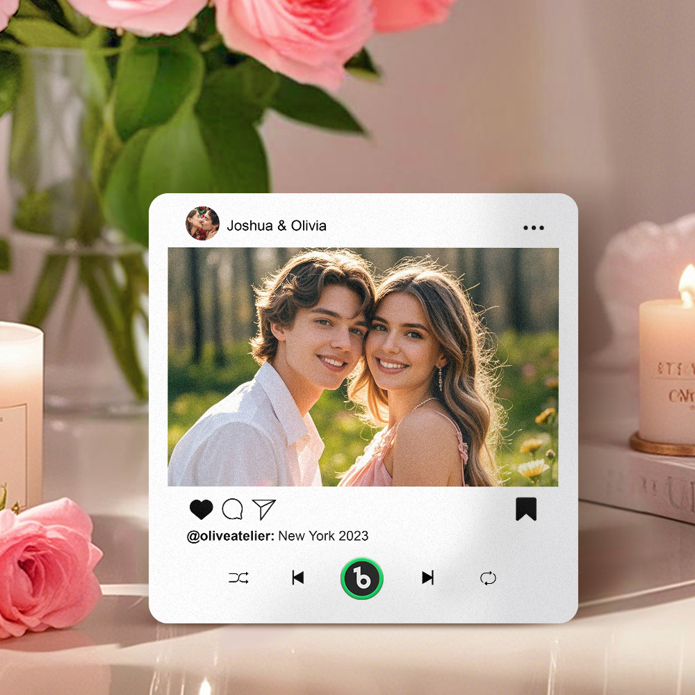 Individuelle Musik-kühlschrankmagnete, Valentinstagsgeschenke, Individueller Musik-kühlschrankmagnet, Bunter Rahmen, Album-kühlschrankmagnet, Kann Lieder Abspielen, Geschenk Für Paare - MeineFotoTassen