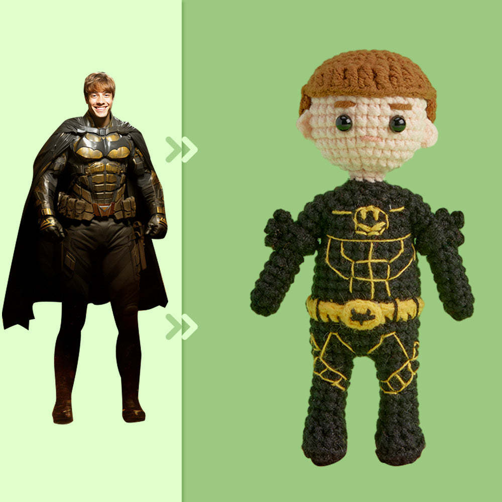 Ganzkörper Anpassbare 1-personen-häkelpuppe, Personalisierte Geschenke, Handgewebte Minipuppen – Batman - MeineFotoTassen