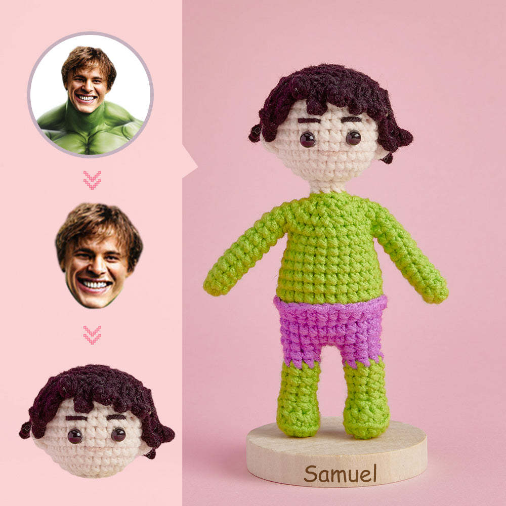 Häkelpuppe Mit Individuellem Gesicht, Personalisierte Handgewebte Mini-puppengeschenke – Hulk - MeineFotoTassen