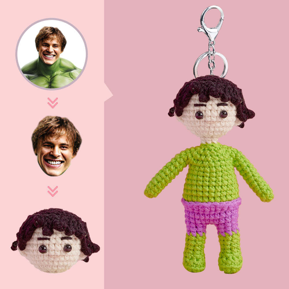 Häkelpuppe Mit Individuellem Gesicht, Personalisierte Handgewebte Mini-puppengeschenke – Hulk - MeineFotoTassen