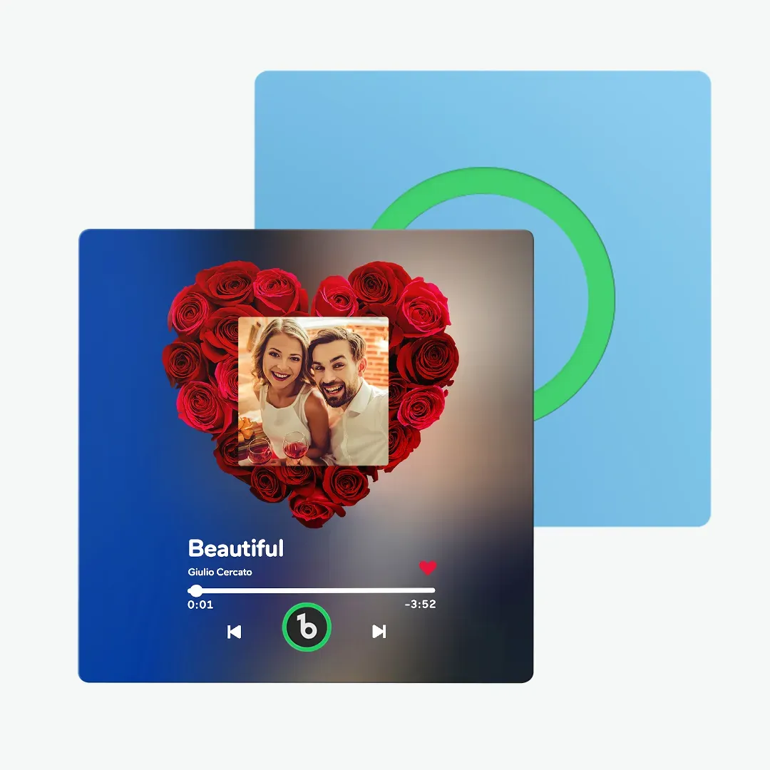 Personalisierter Rosenmusik-kühlschrankmagnet, Personalisierter Musik-kühlschrankmagnet Mit Buntem Rahmen, Jubiläumsgeschenk - MeineFotoTassen