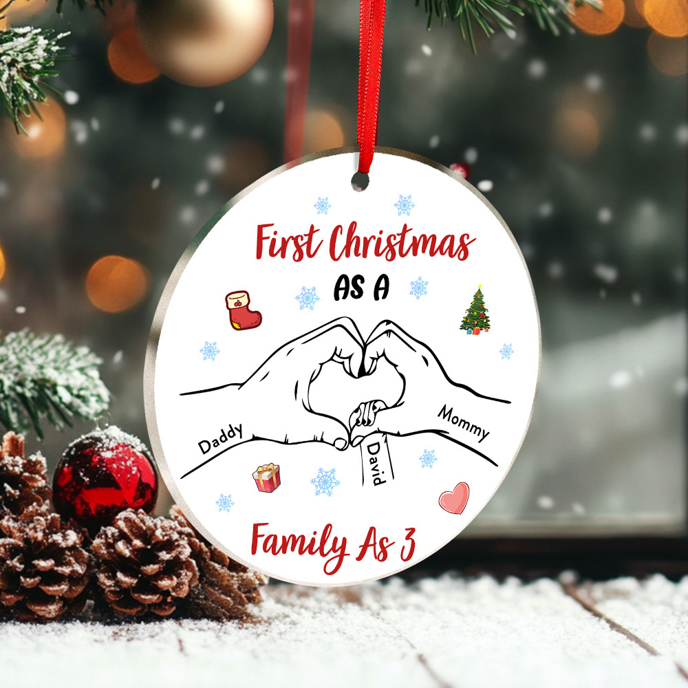 Personalisierter Weihnachtsbaumschmuck Mit Namen – Das Erste Weihnachtsgeschenk Für Die Familie - MeineFotoTassen