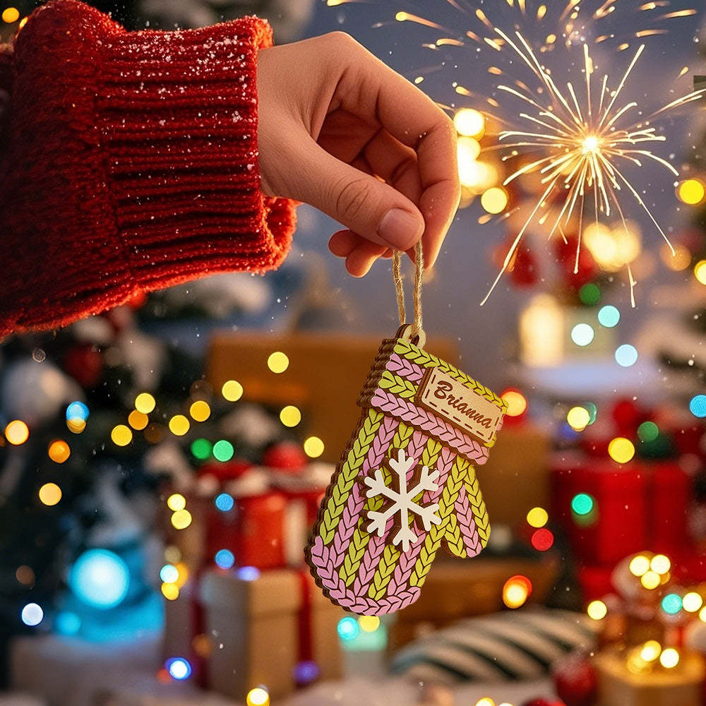 Personalisierter Namens-wintermütze, Weihnachtsschmuck, Individueller Weihnachts-winter-fäustlingsstrumpf, Pullover-ornament - MeineFotoTassen