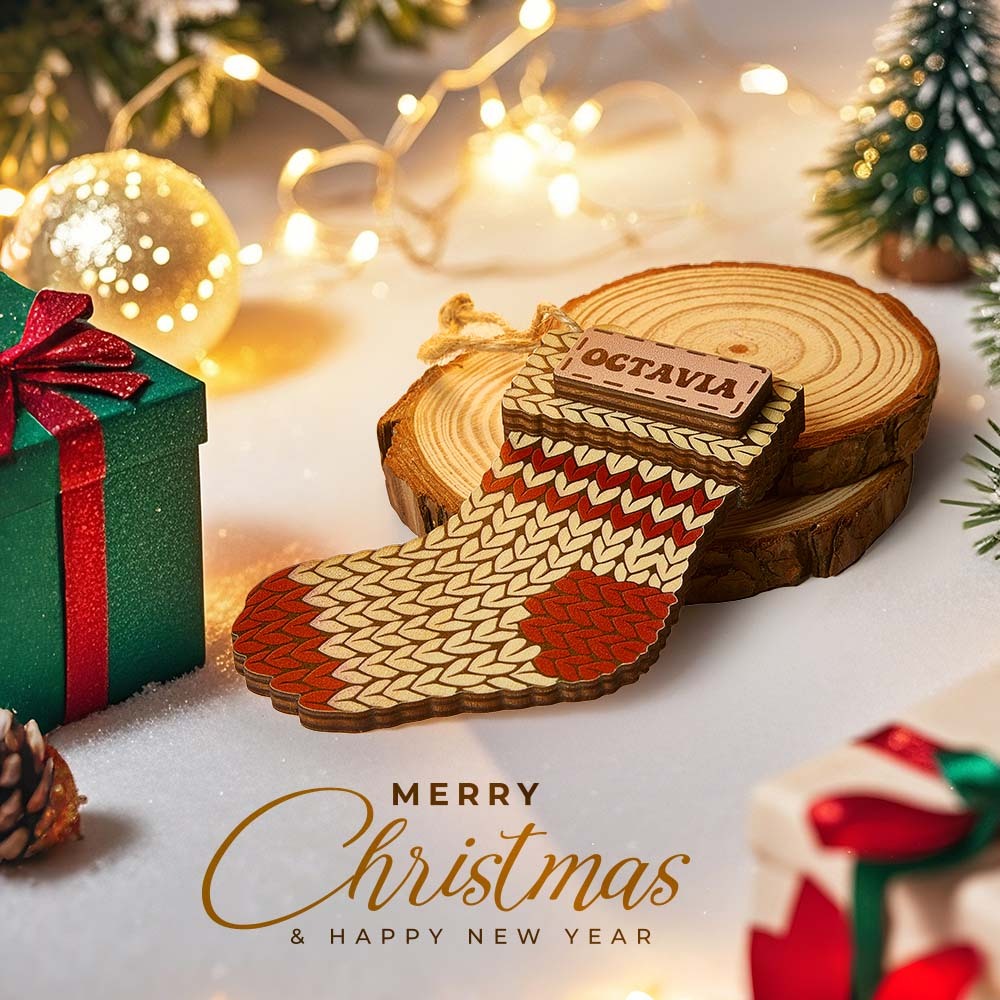 Personalisierter Namens-wintermütze, Weihnachtsschmuck, Individueller Weihnachts-winter-fäustlingsstrumpf, Pullover-ornament - MeineFotoTassen