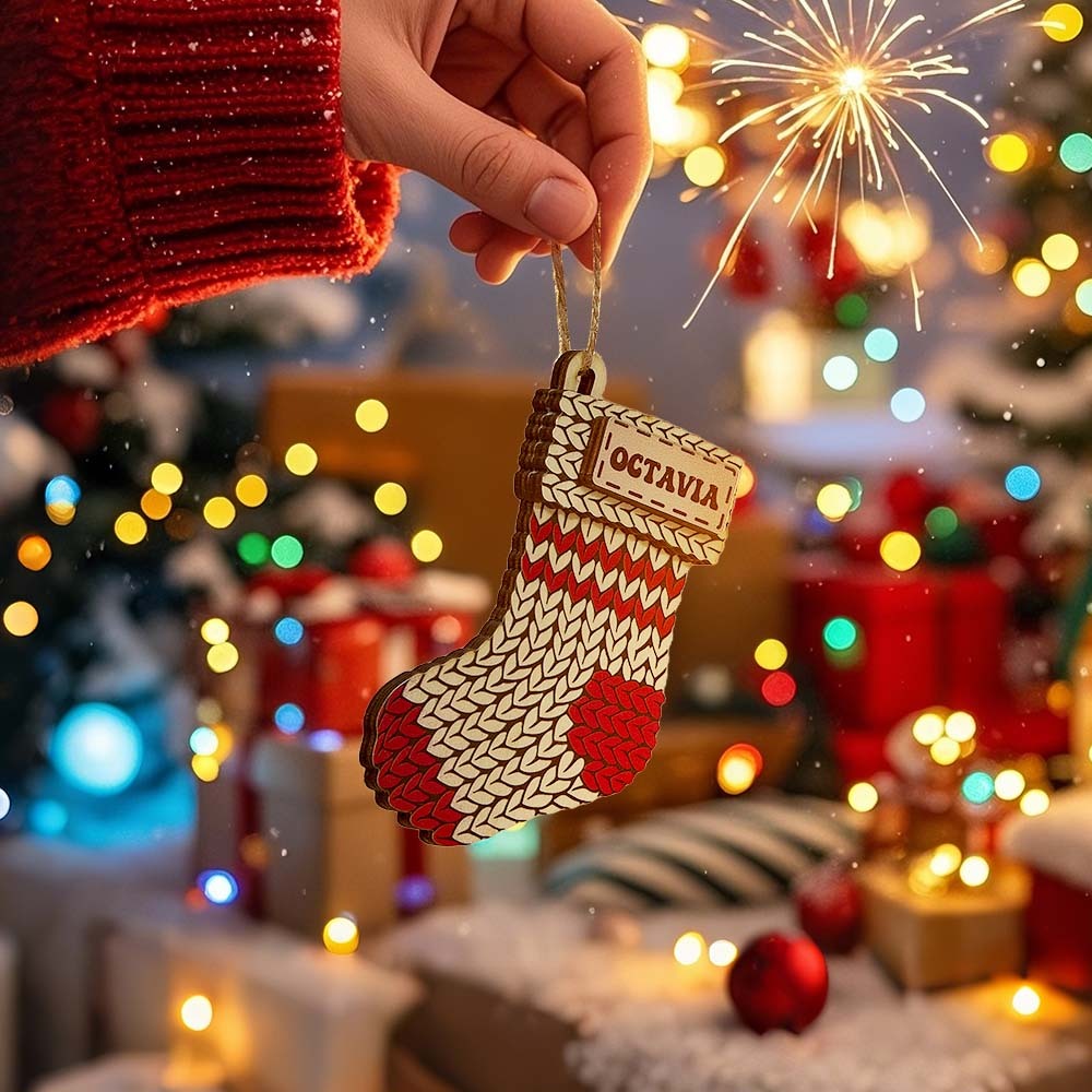 Personalisierter Namens-wintermütze, Weihnachtsschmuck, Individueller Weihnachts-winter-fäustlingsstrumpf, Pullover-ornament - MeineFotoTassen