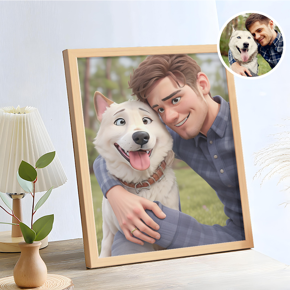 Weihnachtsgeschenke Für Haustierliebhaber, Personalisierter Cartoon-portrait-fotorahmen - MeineFotoTassen