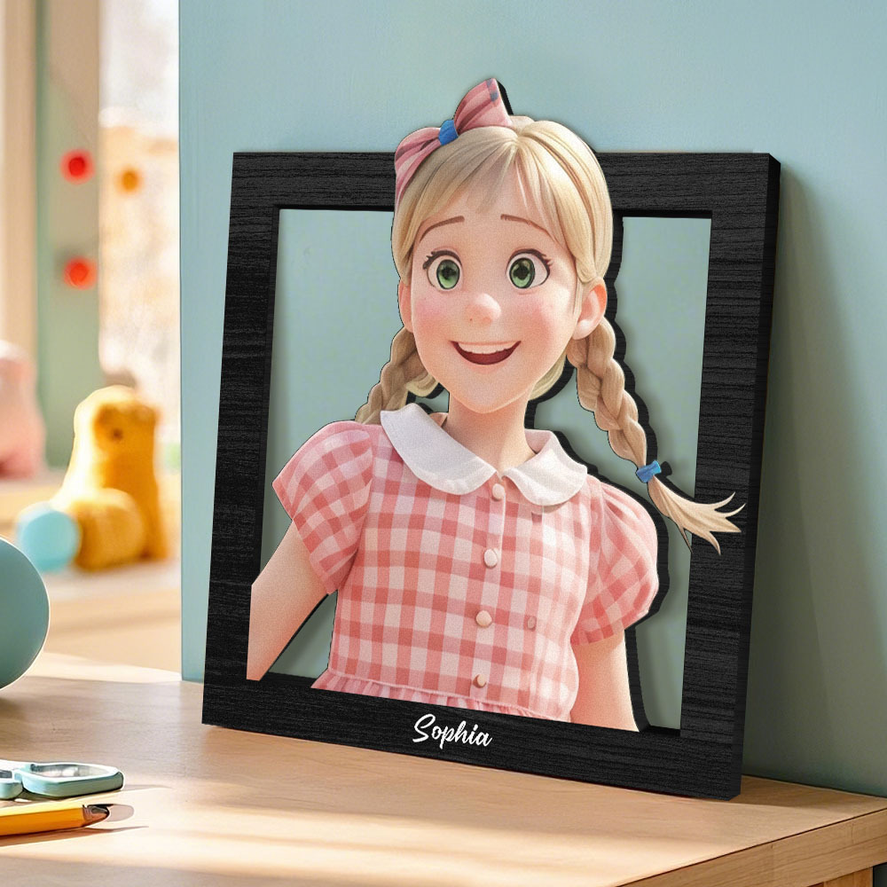 Personalisiertes 3d-holz-cartoon-familienwandgemälde, Foto-3d-gemälde, Individuelles Paar-cartoon-portrait, Paargeschenk, Familiengeschenk, Jubiläumsgeschenk - MeineFotoTassen