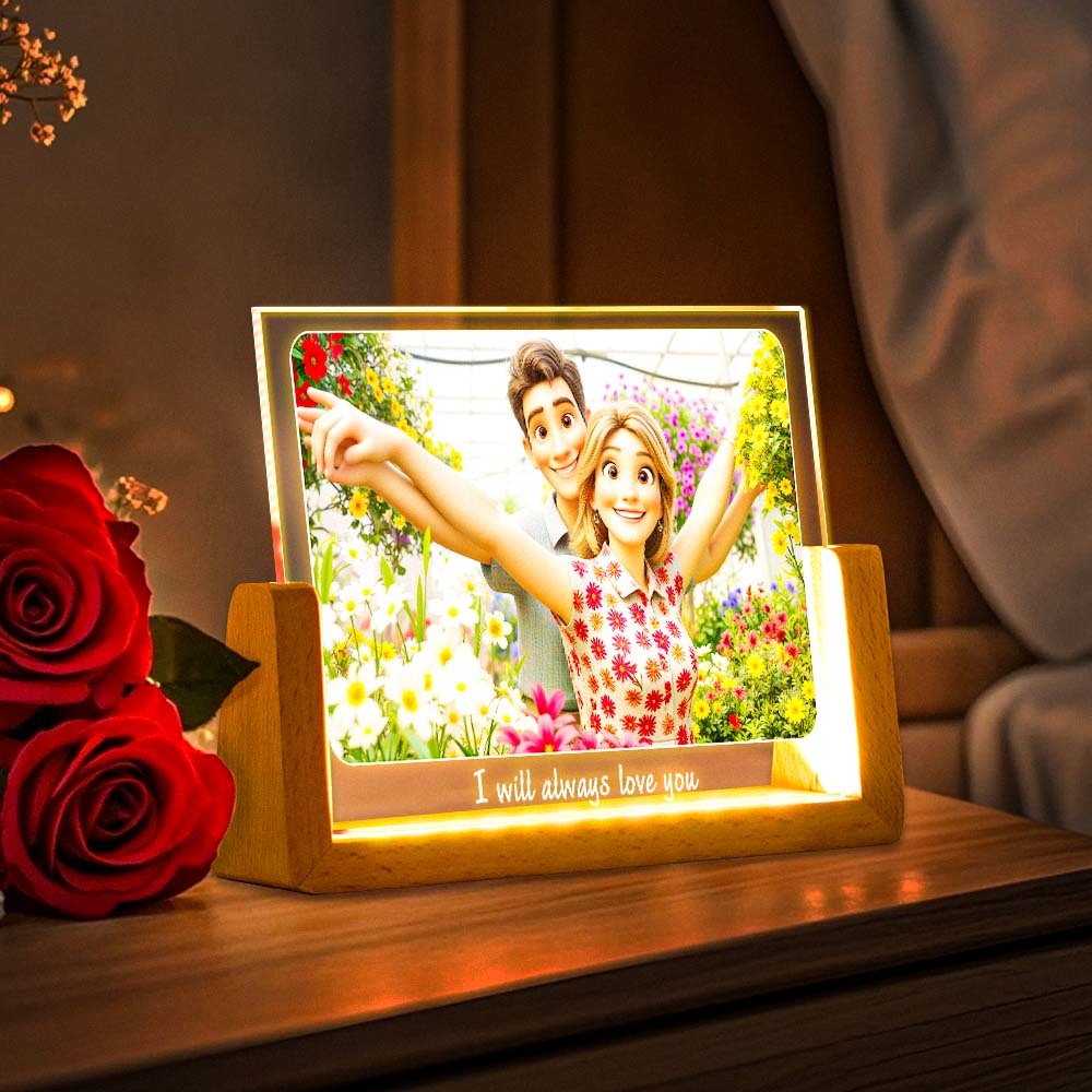 Benutzerdefiniertes Cartoon-portrait-nachtlicht, Personalisierter Fotorahmen, Led-lampe Für Einzigartige Wohndekoration - MeineFotoTassen