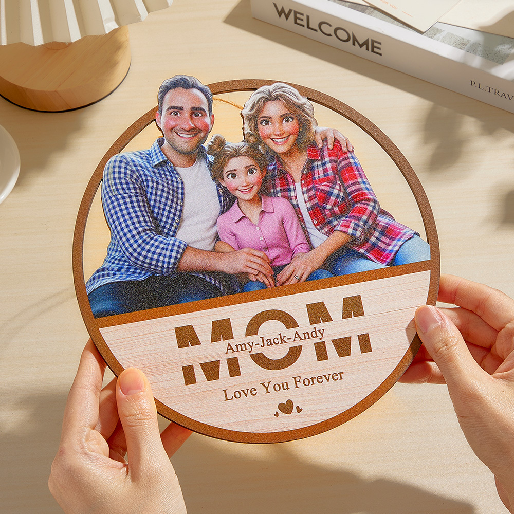 Benutzerdefinierte Cartoon Holzrahmen Personalisierte Cartoon Foto Geschenke Süße Holz Dekoration Geschenk - MeineFotoTassen