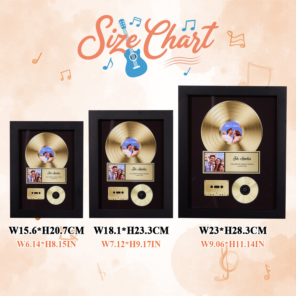 Personalized Golden Record Style Music Decor, Custom Music Photo Name, Custom Photo Music Plaque, Personalized Song Plaque, Click ti Play No Phone Needed for Loved Ones