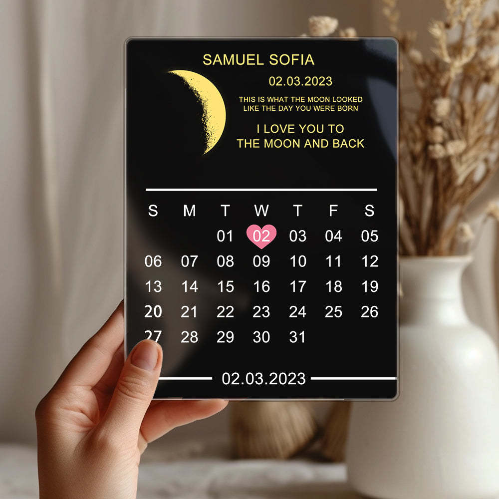 Personalisiertes Mondphasen-schild, Kalender, Schildrahmen, Geschenk Für Paare - MeineFotoTassen