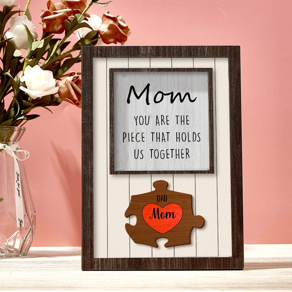 Personalisiertes Mutter-puzzle-schild „du Bist Das Stück, Das Uns Zusammenhält“. Personalisiertes Familienmitglied-puzzle-schild, Muttertagsgeschenk - MeineFotoTassen