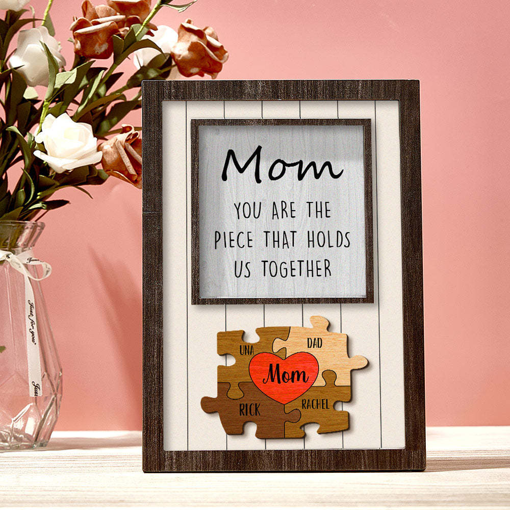 Personalisiertes Mutter-puzzle-schild „du Bist Das Stück, Das Uns Zusammenhält“. Personalisiertes Familienmitglied-puzzle-schild, Muttertagsgeschenk - MeineFotoTassen