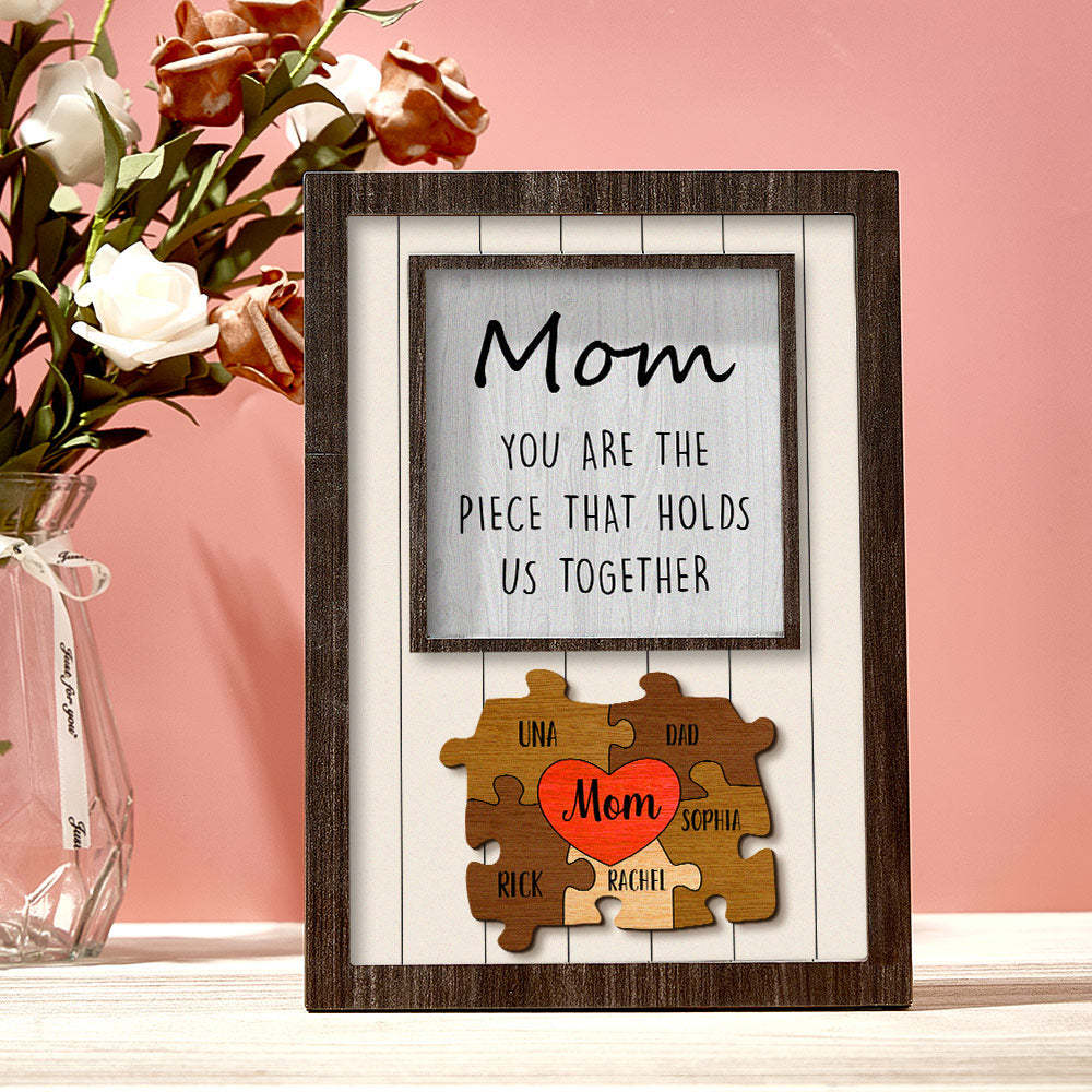 Personalisiertes Mutter-puzzle-schild „du Bist Das Stück, Das Uns Zusammenhält“. Personalisiertes Familienmitglied-puzzle-schild, Muttertagsgeschenk - MeineFotoTassen