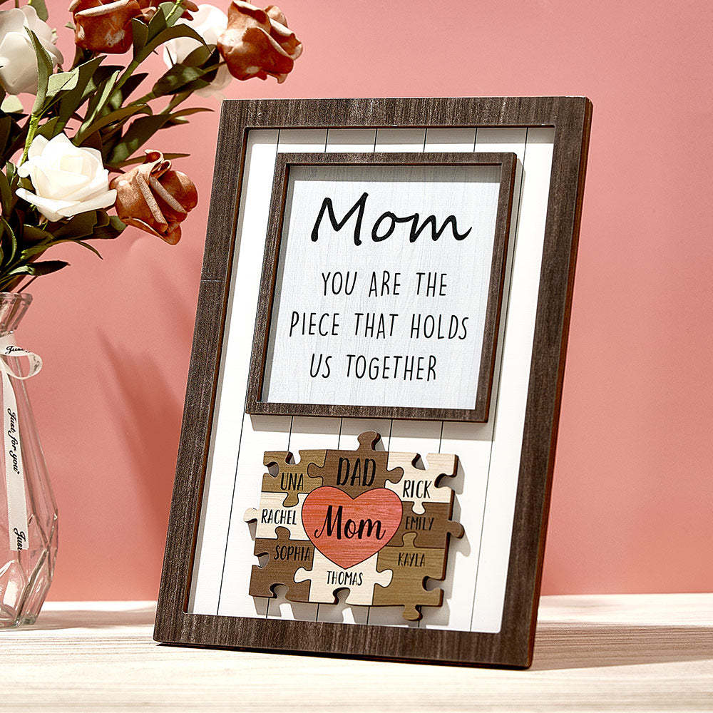 Personalisiertes Mutter-puzzle-schild „du Bist Das Stück, Das Uns Zusammenhält“. Personalisiertes Familienmitglied-puzzle-schild, Muttertagsgeschenk - MeineFotoTassen