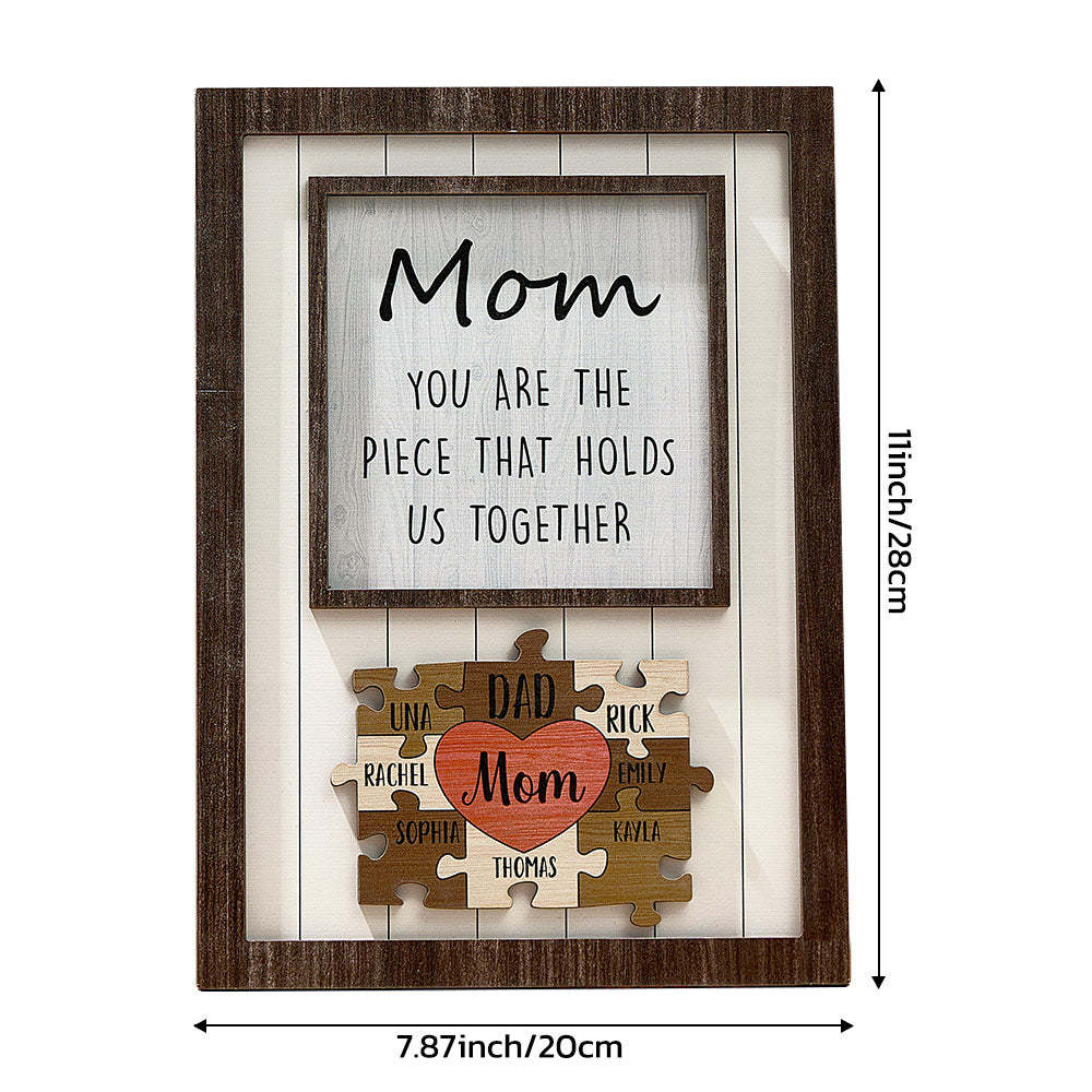 Personalisiertes Mutter-puzzle-schild „du Bist Das Stück, Das Uns Zusammenhält“. Personalisiertes Familienmitglied-puzzle-schild, Muttertagsgeschenk - MeineFotoTassen