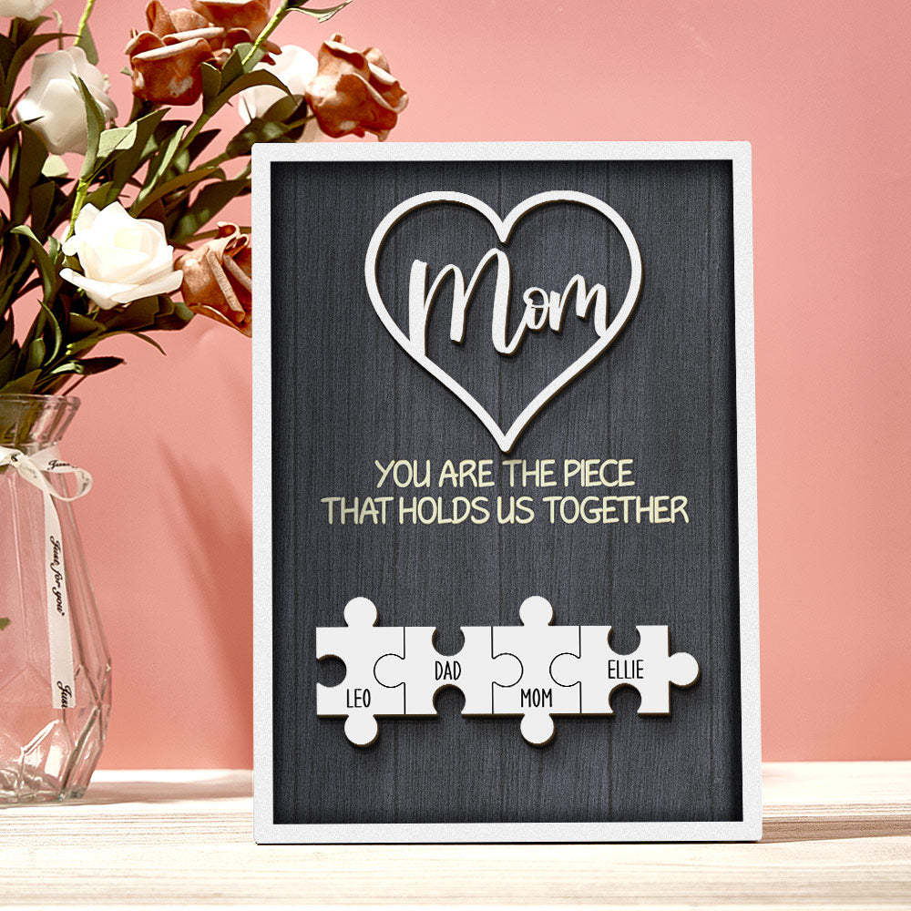 Personalisiertes Puzzle-schild „du Bist Das Stück, Das Uns Zusammenhält“, Individuelles Puzzle-schild Für Familienmitglieder, Muttertagsgeschenke - MeineFotoTassen