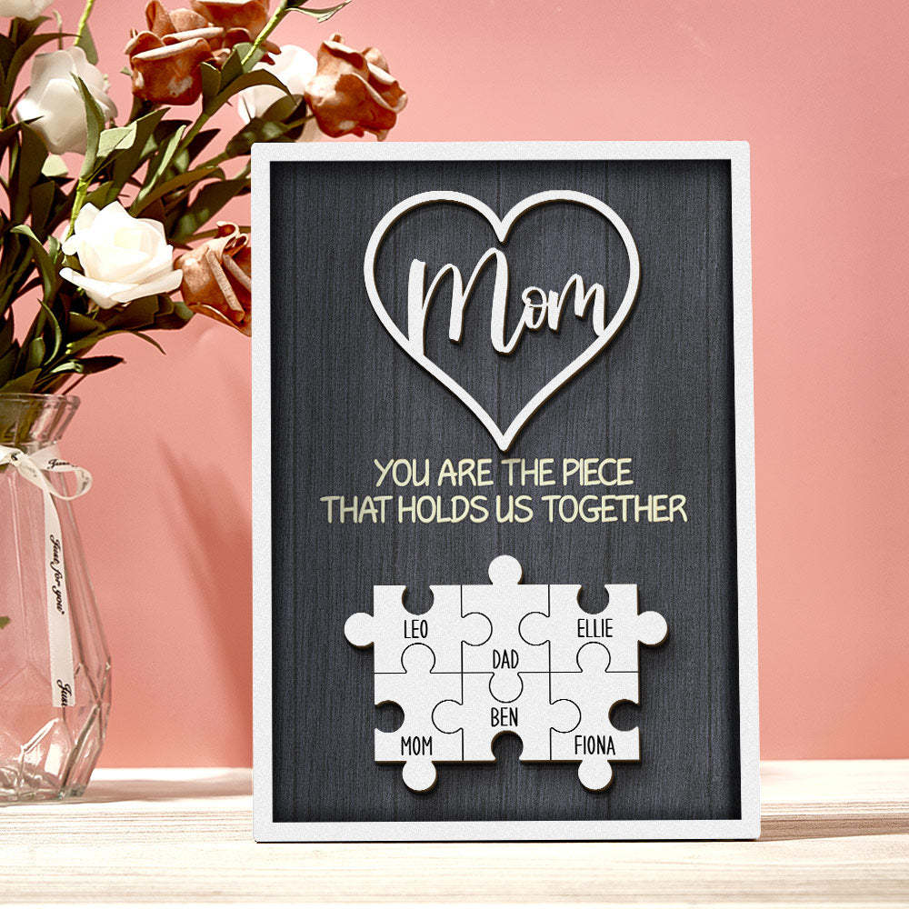 Personalisiertes Puzzle-schild „du Bist Das Stück, Das Uns Zusammenhält“, Individuelles Puzzle-schild Für Familienmitglieder, Muttertagsgeschenke - MeineFotoTassen
