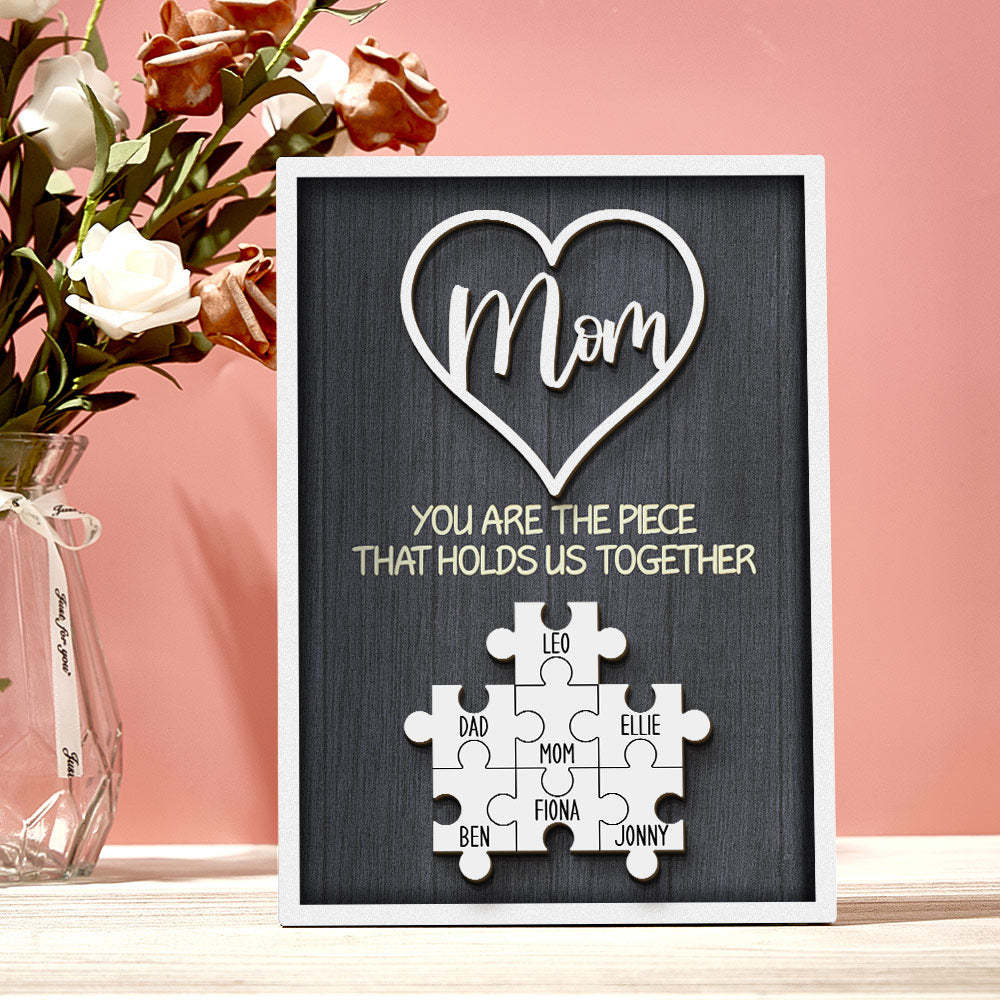 Personalisiertes Puzzle-schild „du Bist Das Stück, Das Uns Zusammenhält“, Individuelles Puzzle-schild Für Familienmitglieder, Muttertagsgeschenke - MeineFotoTassen