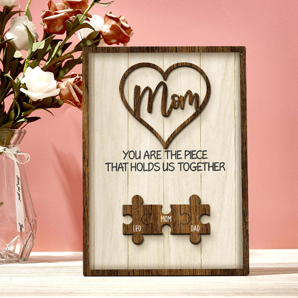 Personalisiertes Puzzle-schild „du Bist Das Stück, Das Uns Zusammenhält“, Individuelles Puzzle-schild Für Familienmitglieder, Muttertagsgeschenke - MeineFotoTassen
