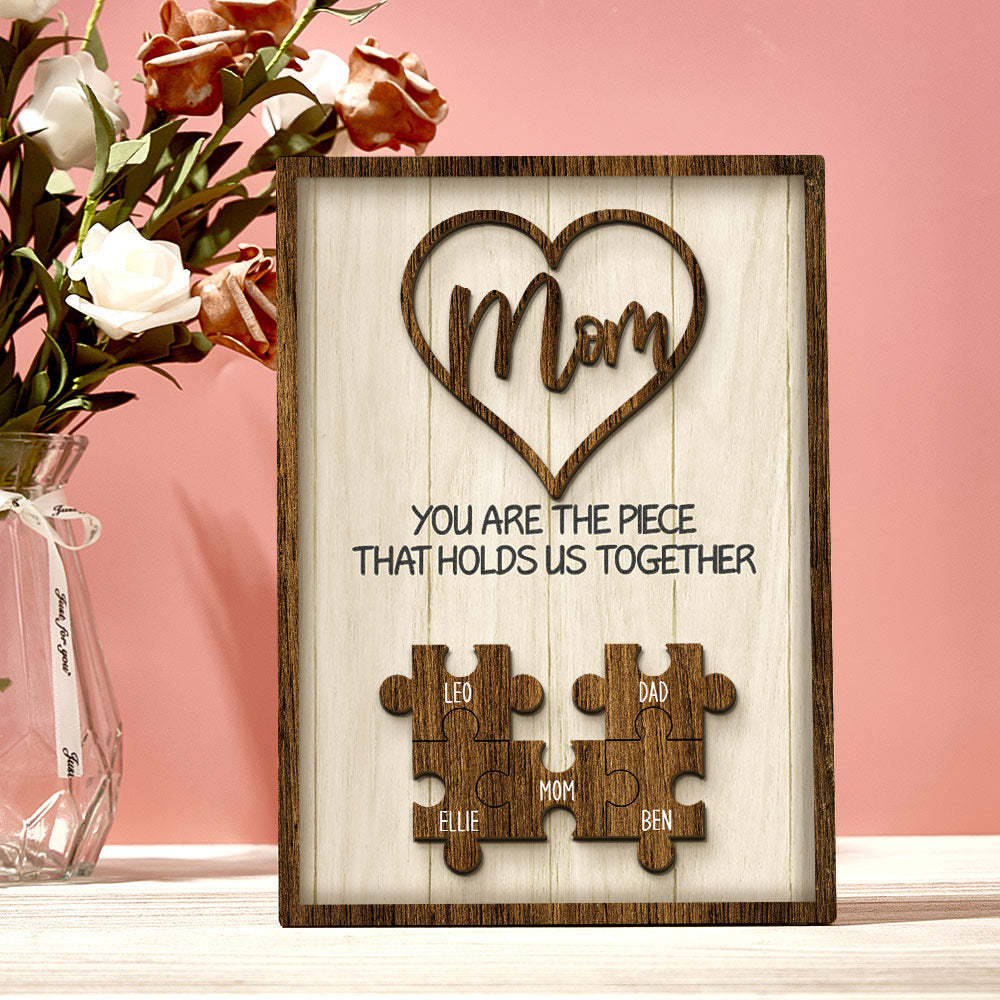Personalisiertes Puzzle-schild „du Bist Das Stück, Das Uns Zusammenhält“, Individuelles Puzzle-schild Für Familienmitglieder, Muttertagsgeschenke - MeineFotoTassen