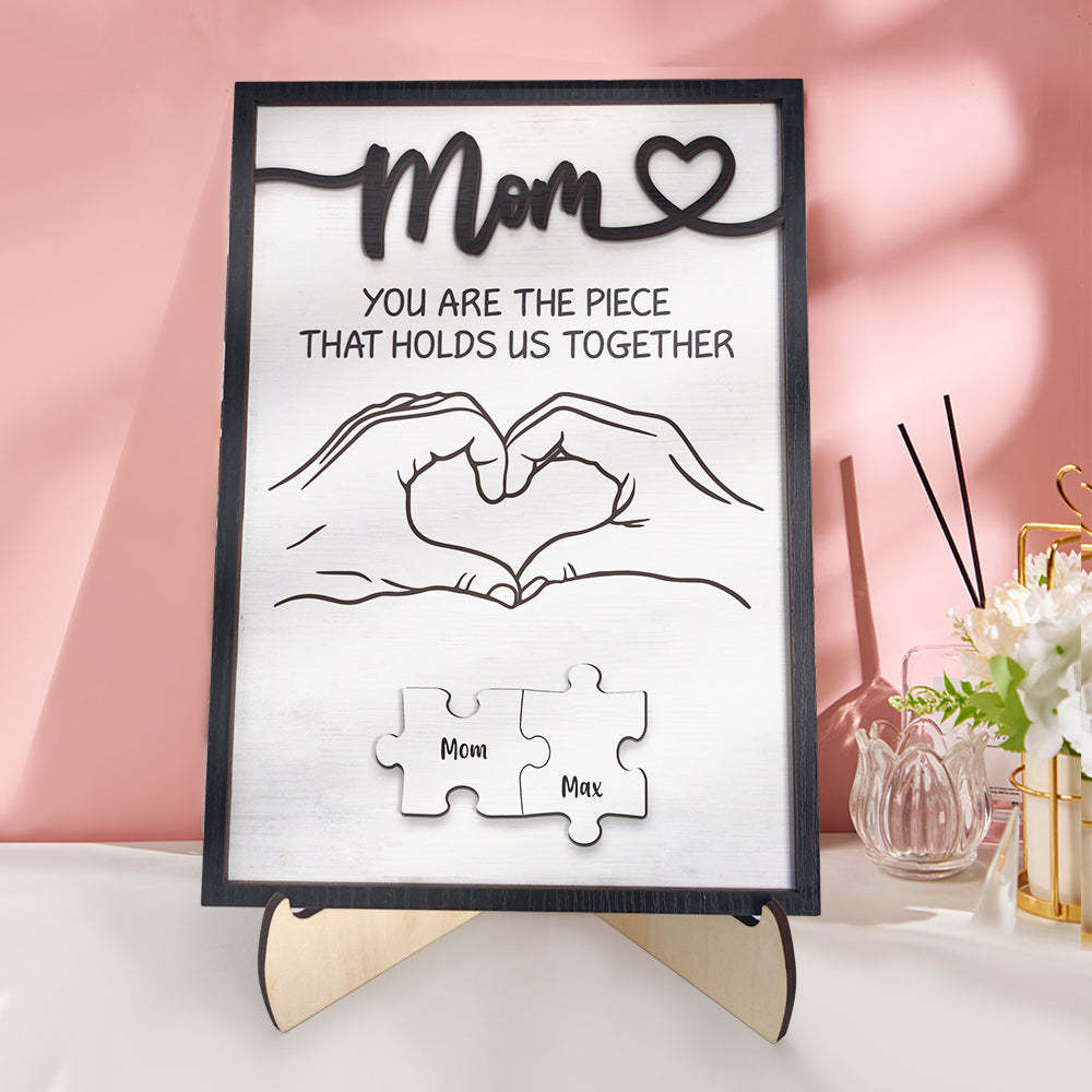 Personalisiertes Mutter-puzzle-schild „du Bist Das Stück, Das Uns Zusammenhält“. Personalisiertes Familienmitglied-puzzle-schild, Muttertagsgeschenke - MeineFotoTassen