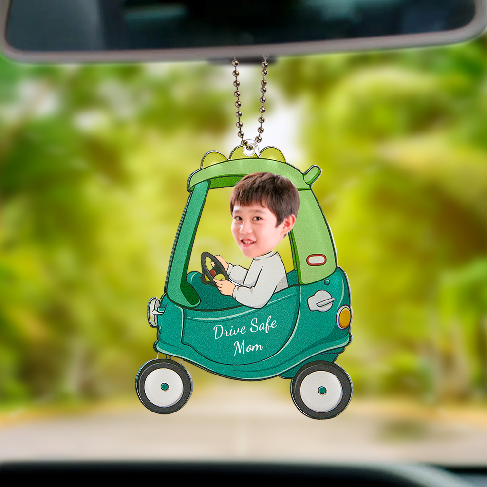 Geschenke Für Mama: Fahr Vorsichtig, Mama! Personalisierter Auto-anhänger Mit Foto, Auto-rückspiegel-hängezubehör - MeineFotoTassen