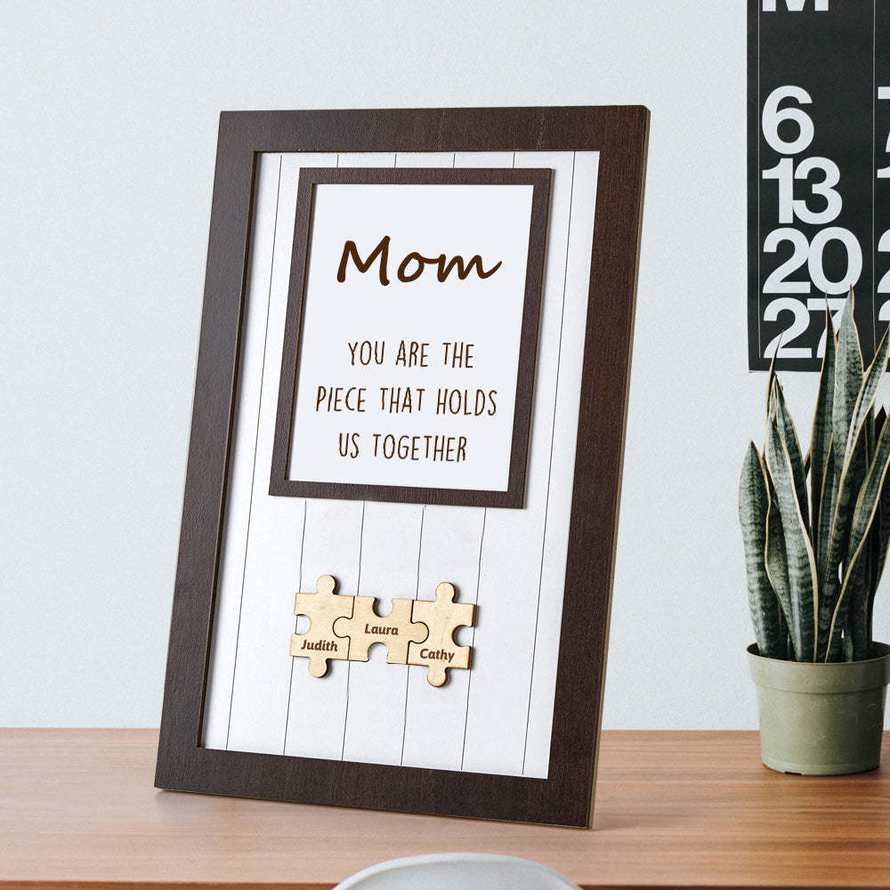Mama-puzzlerahmen „du Bist Das Stück, Das Uns Zusammenhält“, Personalisiertes Namensgeschenk, Perfekte Mama - MeineFotoTassen