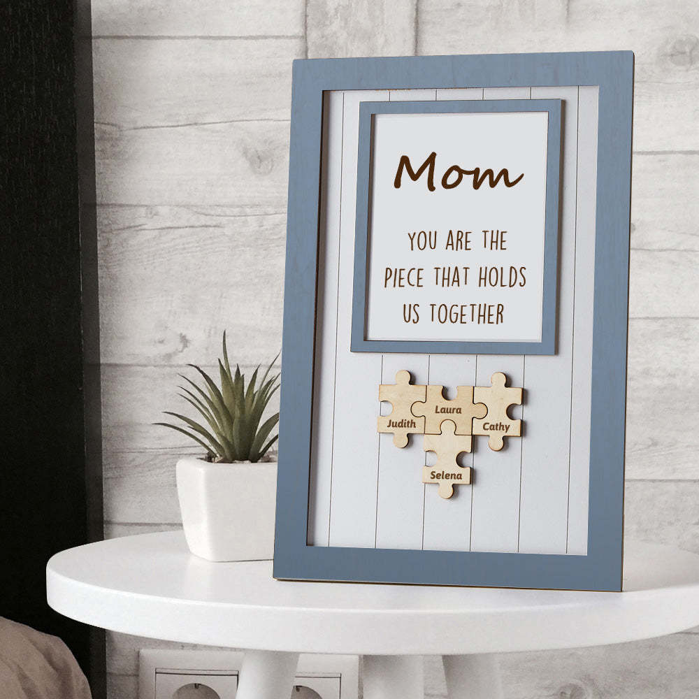 Mama-puzzlerahmen „du Bist Das Stück, Das Uns Zusammenhält“, Personalisiertes Namensgeschenk, Perfekte Mama - MeineFotoTassen