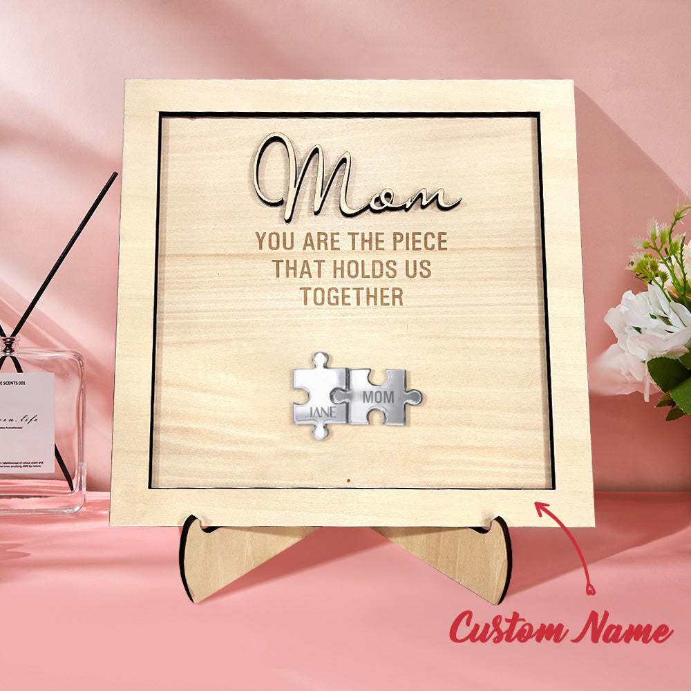 Mama-puzzle-rahmen „du Bist Das Stück, Das Uns Zusammenhält“, Personalisiertes Mama-puzzle-schild, Geschenke Für Mama - MeineFotoTassen