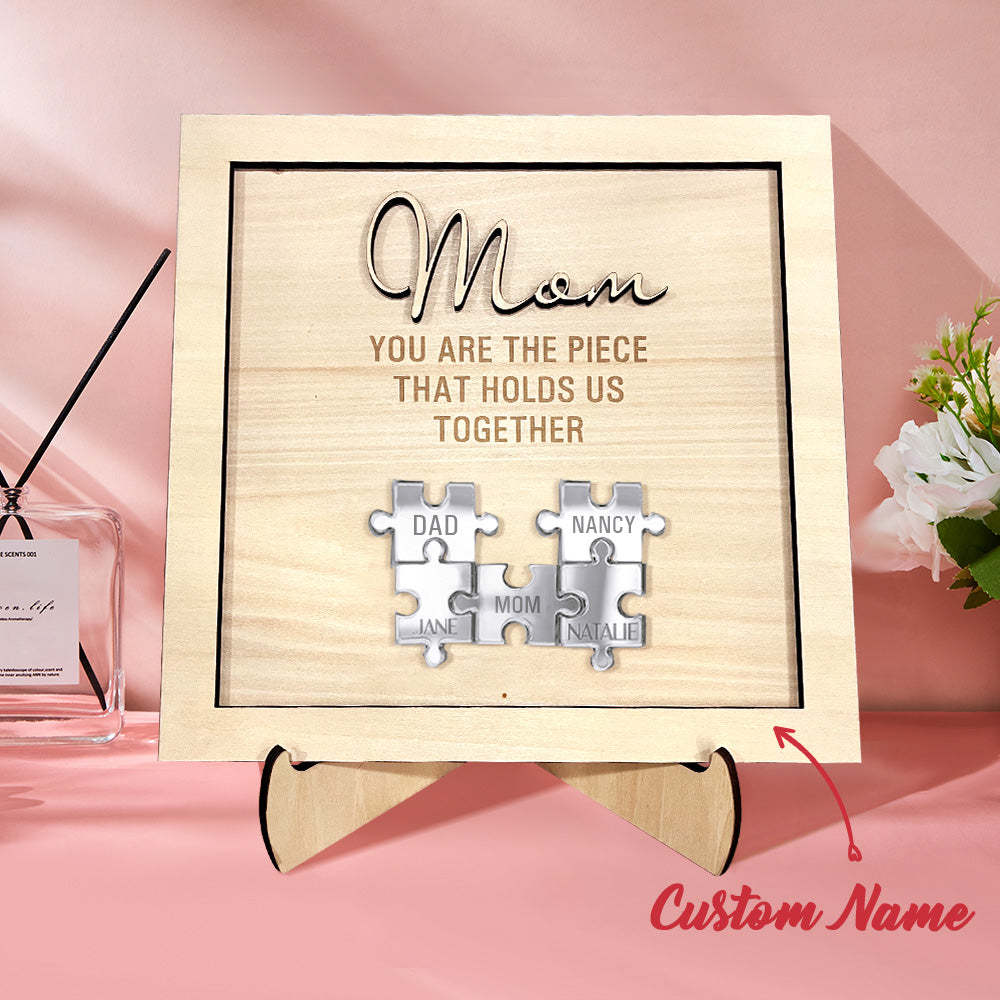 Mama-puzzle-rahmen „du Bist Das Stück, Das Uns Zusammenhält“, Personalisiertes Mama-puzzle-schild, Geschenke Für Mama - MeineFotoTassen