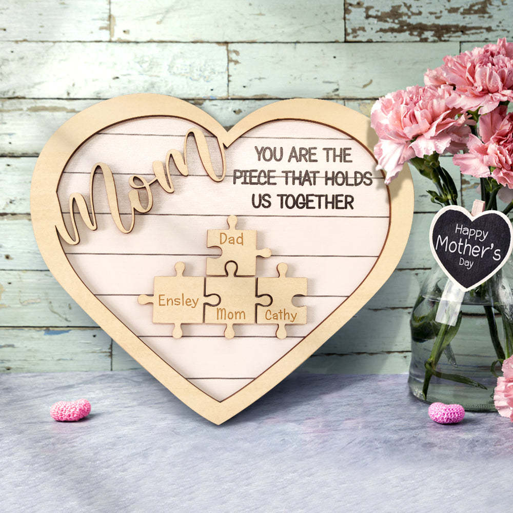 Muttertagsgeschenke, Personalisiertes Mama-puzzle, Individuelles Puzzleteil-schild „mama, Du Bist Das Teil, Das Uns Zusammenhält“. - MeineFotoTassen
