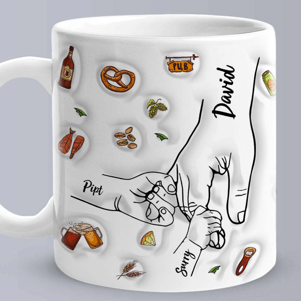 Benutzerdefinierte Papa-faust-tasse, Personalisierte Papa-faust-tasse, Vatertag-kaffeetassen, Vater-hand-tasse - MeineFotoTassen