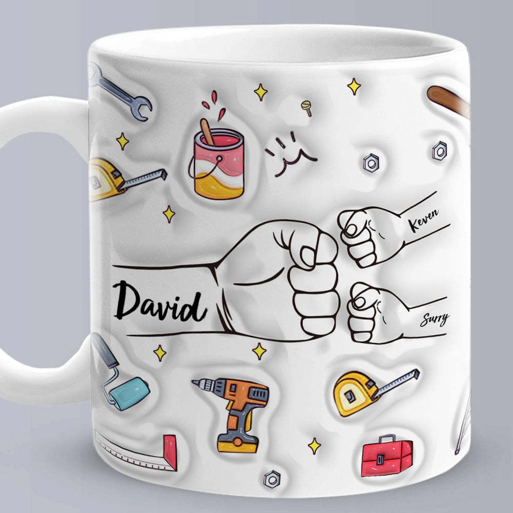 Personalisierte Papa-faust-tasse, Individuelle Papa-faust-tasse, Vatertag-kaffeetassen, Vater-hand-tasse - MeineFotoTassen