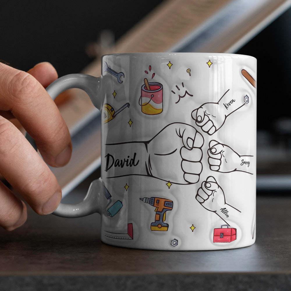 Personalisierte Papa-faust-tasse, Individuelle Papa-faust-tasse, Vatertag-kaffeetassen, Vater-hand-tasse - MeineFotoTassen