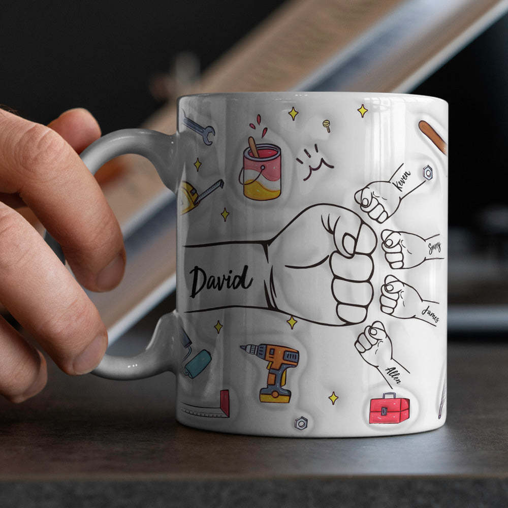 Personalisierte Papa-faust-tasse, Individuelle Papa-faust-tasse, Vatertag-kaffeetassen, Vater-hand-tasse - MeineFotoTassen