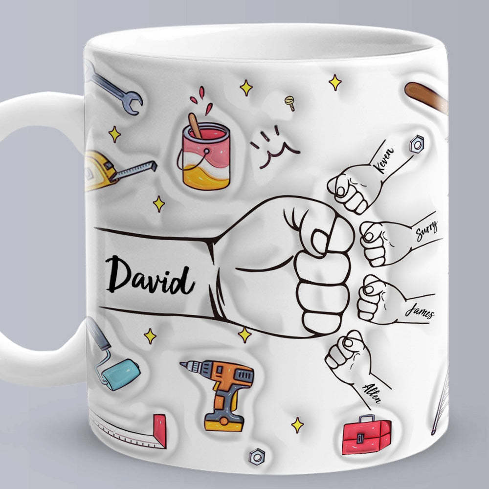 Personalisierte Papa-faust-tasse, Individuelle Papa-faust-tasse, Vatertag-kaffeetassen, Vater-hand-tasse - MeineFotoTassen