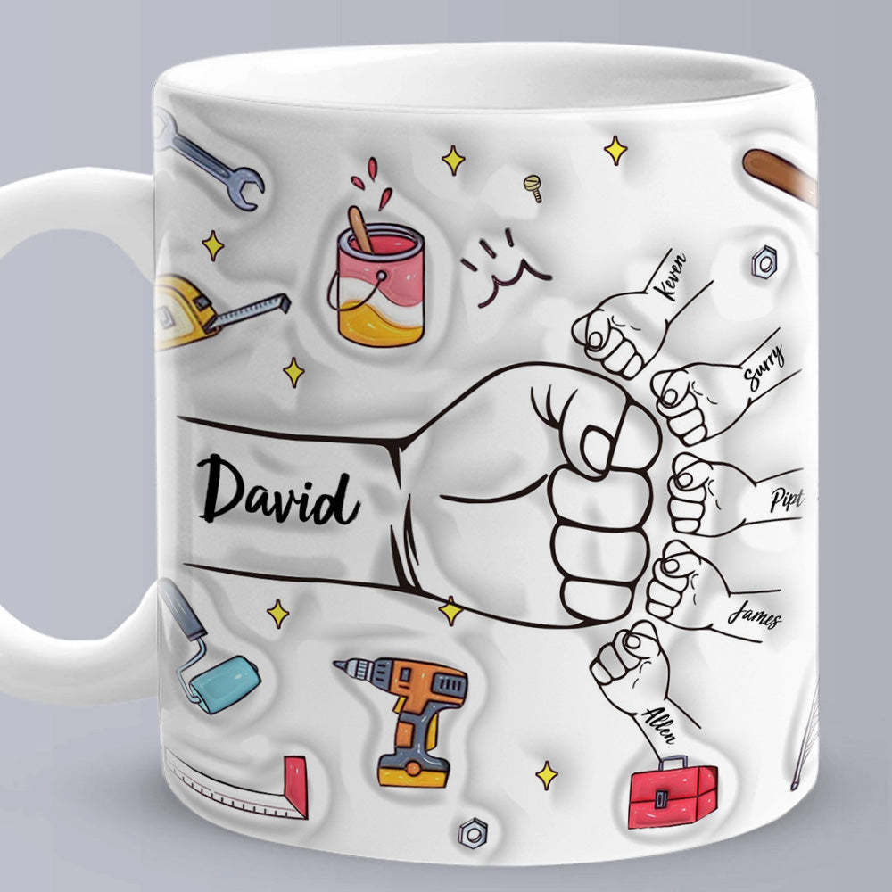 Personalisierte Papa-faust-tasse, Individuelle Papa-faust-tasse, Vatertag-kaffeetassen, Vater-hand-tasse - MeineFotoTassen