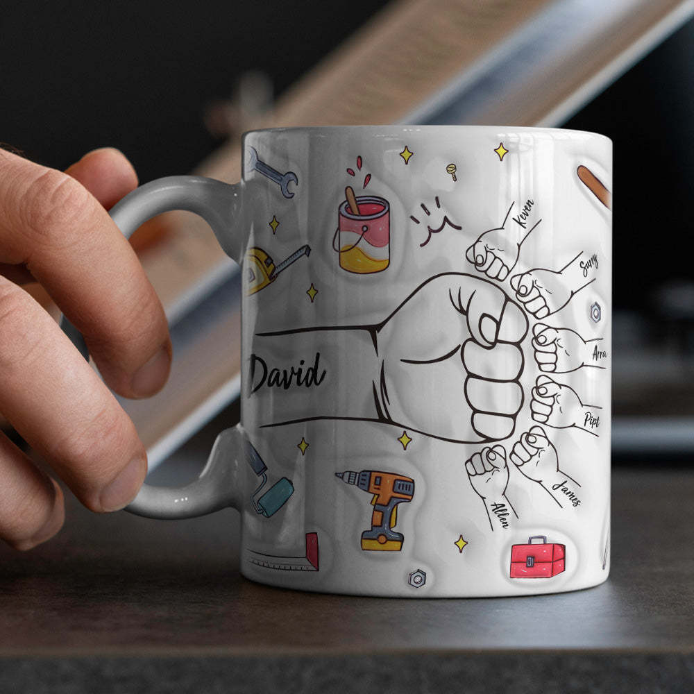 Personalisierte Papa-faust-tasse, Individuelle Papa-faust-tasse, Vatertag-kaffeetassen, Vater-hand-tasse - MeineFotoTassen