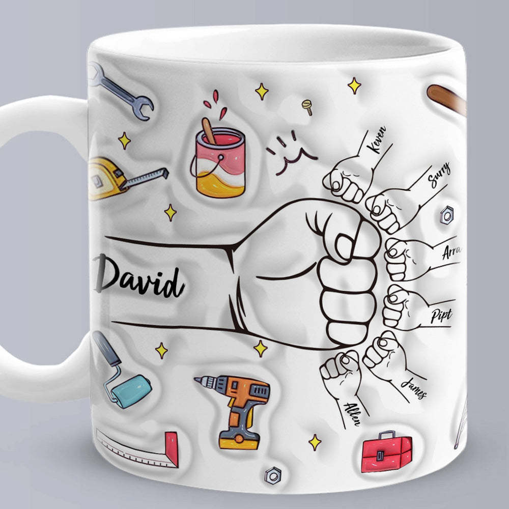 Personalisierte Papa-faust-tasse, Individuelle Papa-faust-tasse, Vatertag-kaffeetassen, Vater-hand-tasse - MeineFotoTassen