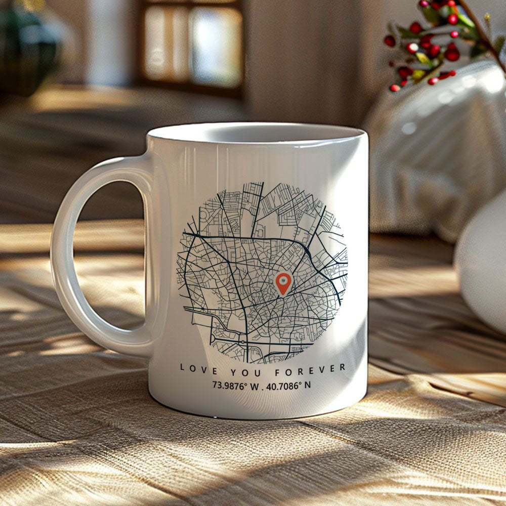 Benutzerdefinierte Kartentasse, Personalisierte Standorttasse, Karte, Weihnachtsgeschenke Für Liebhaber - MeineFotoTassen