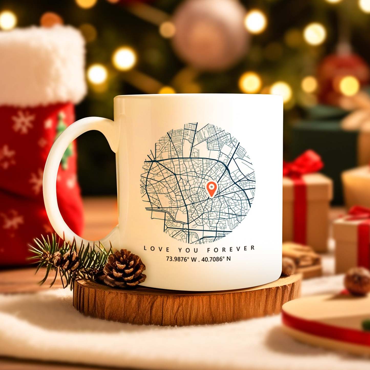 Benutzerdefinierte Kartentasse, Personalisierte Standorttasse, Karte, Weihnachtsgeschenke Für Liebhaber - MeineFotoTassen