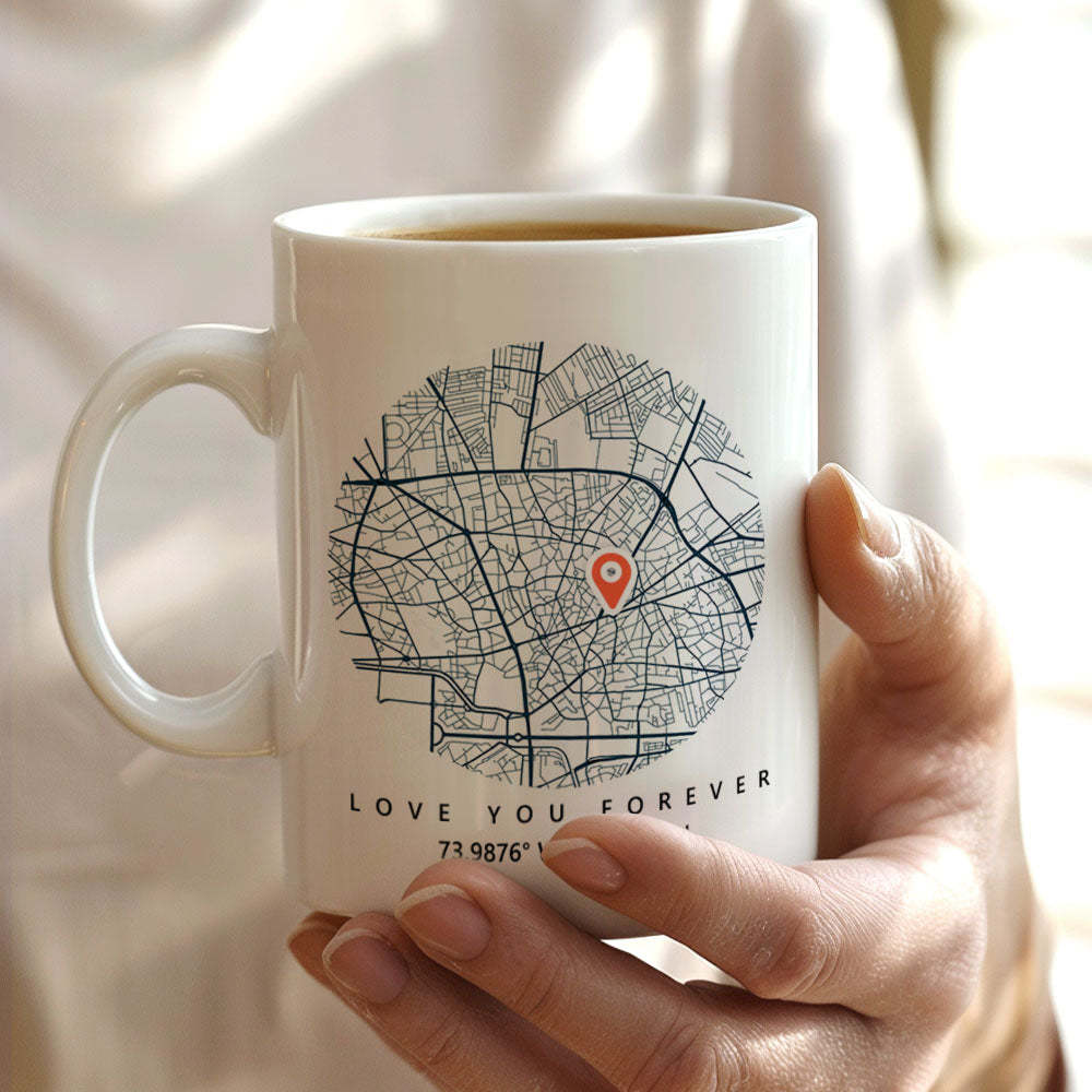Benutzerdefinierte Kartentasse, Personalisierte Standorttasse, Karte, Weihnachtsgeschenke Für Liebhaber - MeineFotoTassen