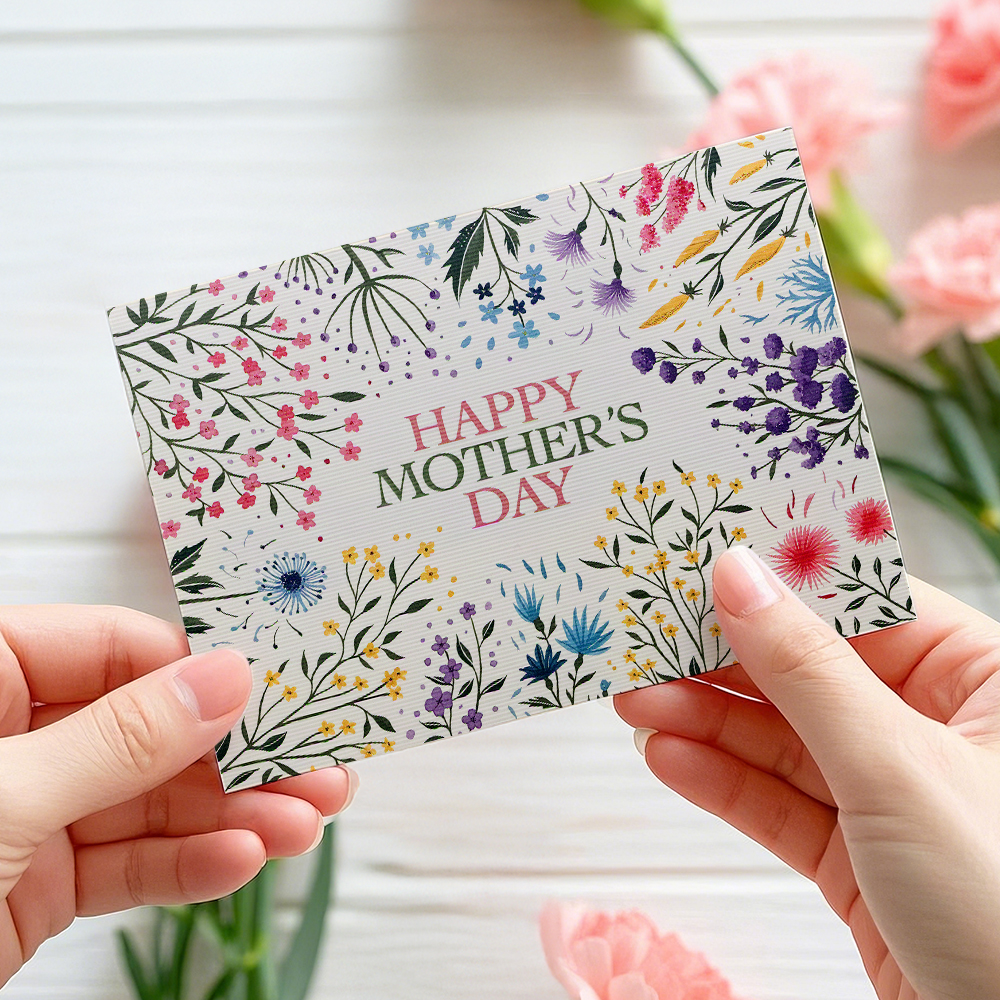 Glückliche Muttertagskarte. Muttertagskarte Für Mama. Aquarellkarte Für Mama