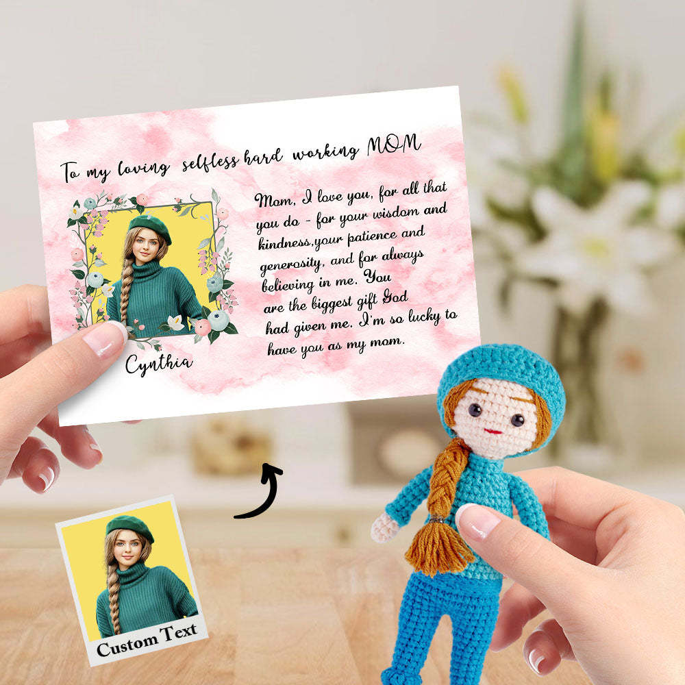 An Meine Mutter: Individuelle Häkelpuppe Nach Foto. Handgefertigte, Gleich Aussehende Puppen Mit Personalisierten Namenskartengeschenken Für Sie - MeineFotoTassen