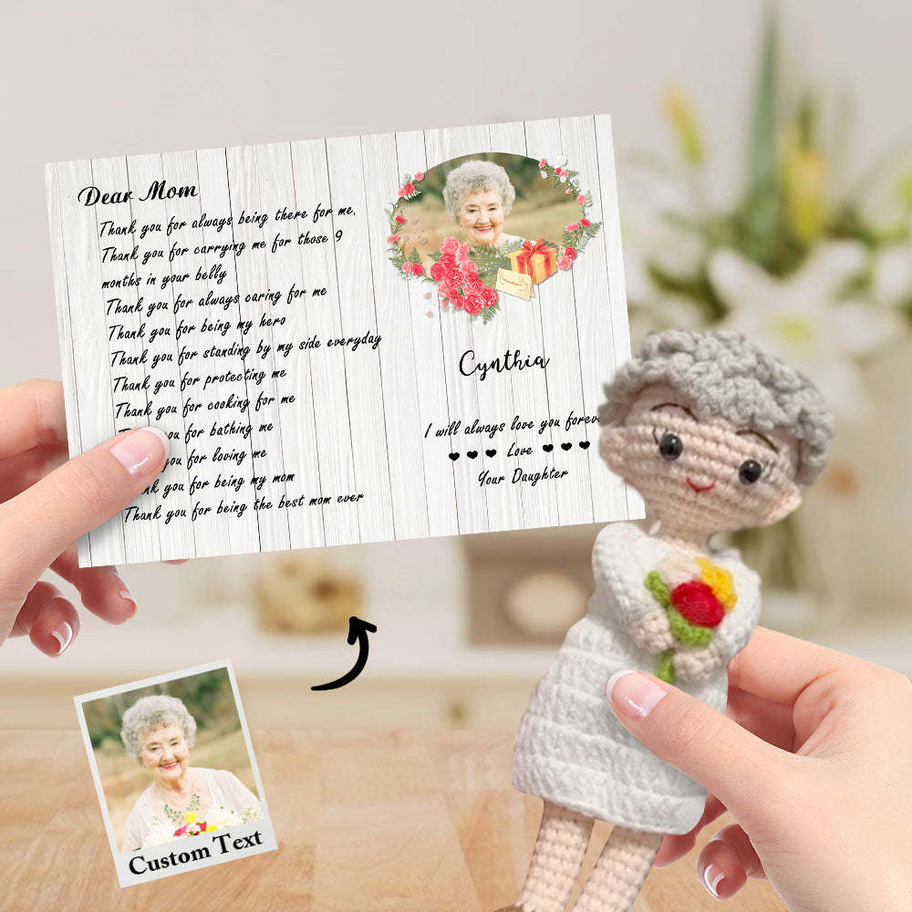 Individuelle Häkelpuppe Nach Foto, Handgefertigte, Gleich Aussehende Puppen Mit Personalisierten Namenskartengeschenken Für Mama - MeineFotoTassen
