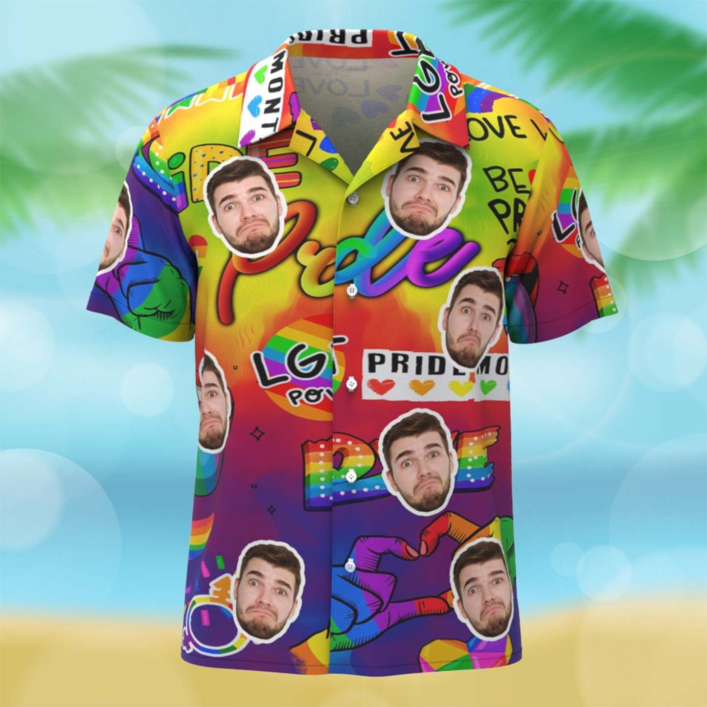 Benutzerdefiniertes Gesicht Hawaii-shirt, Personalisiertes Lgbt-foto-shirt, Individuelle Schwule Geschenke - MeineFotoTassen